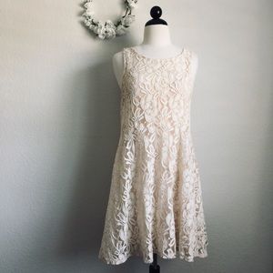 Vintage Free People Cream Floral Lace Dress